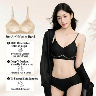 Áo ngực không dây hình chữ U Brelira dành cho nữ, cúp mỏng, không đường may, kiểu dáng ôm sát, dây mảnh, nâng ngực, thích hợp cho ngực nhỏ, nội y mùa hè.