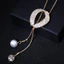 Phiên Bản Hàn Quốc Hình Bầu Dục Ngọc Trai Zircon Áo Len Nữ Thời Trang Đơn Giản Vòng Cổ Dài Tất Cả Các Trận Đấu Phụ Kiện