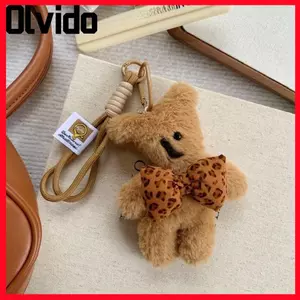 Túi đựng gấu OLVIDO Charm, Móc khóa hoạt hình màu nâu sang trọng mềm mại, Túi thủ công thủ công dễ thương Treo búp bê hoạt hình Móc khóa sang trọng Túi xách quyến rũ