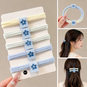 Mới 5 / 10 Chiếc Mùa Hè Muối Biển Xanh Khăn Buộc Tóc Đàn Hồi Cao Dây Tóc Phong Cách Hàn Quốc