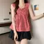 Thiết kế mùa hè Niche xếp li sang trọng Dopamine Áo Vest màu đỏ Áo hẹp