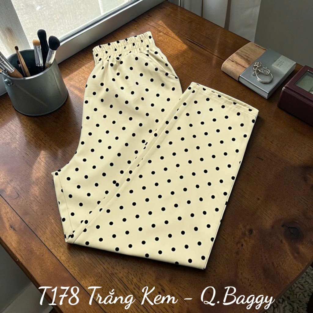 Quần Baggy Vải Cotton Lạnh Thoải Mái Khi Mặc Nhà Hay Ra Ngoài Chất Liệu Thấm Hút Nhanh Đường May Tỉ Mỉ Mã T178