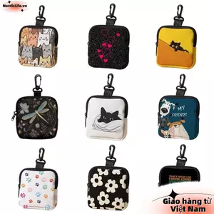 Ví NORDICLIFE, Ví đựng tiền xu bền in hình chú chó mèo, Túi đựng tai nghe nhẹ cầm tay Mini hợp thời trang Quà tặng bạn bè