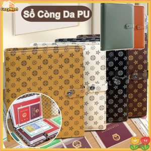 Sổ Còng Da PU Cao Cấp Chống Nước Bụi Khóa Kéo+Nam Châm Vòng KL Lớn Nhiều Ngăn PVC Đựng Hồ Sơ A4