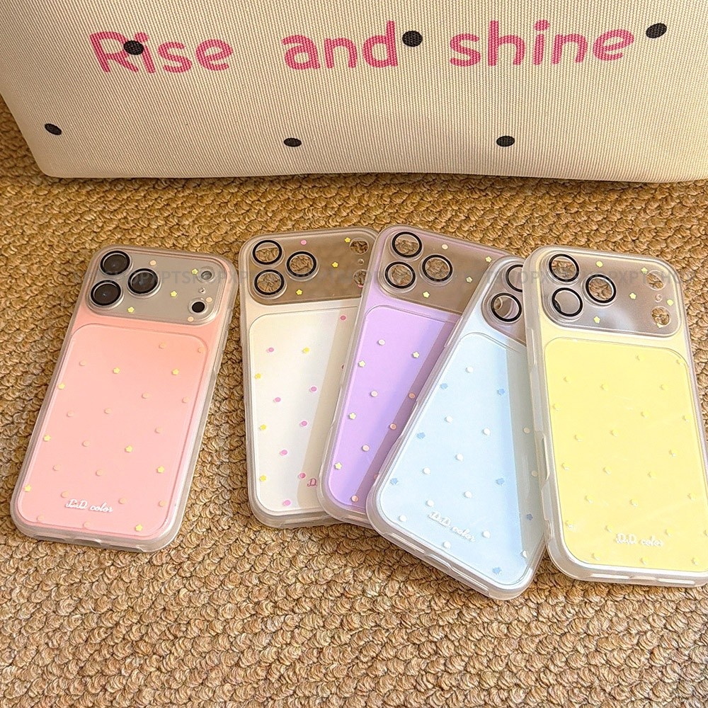 Ốp Điện Thoại Acrylic Mờ Điểm Sóng Nhiều Màu Sắc 2 Trong 1 Cho iPhone 17 Pro Max 16 15 14 Vỏ Bảo Vệ Chống Sốc
