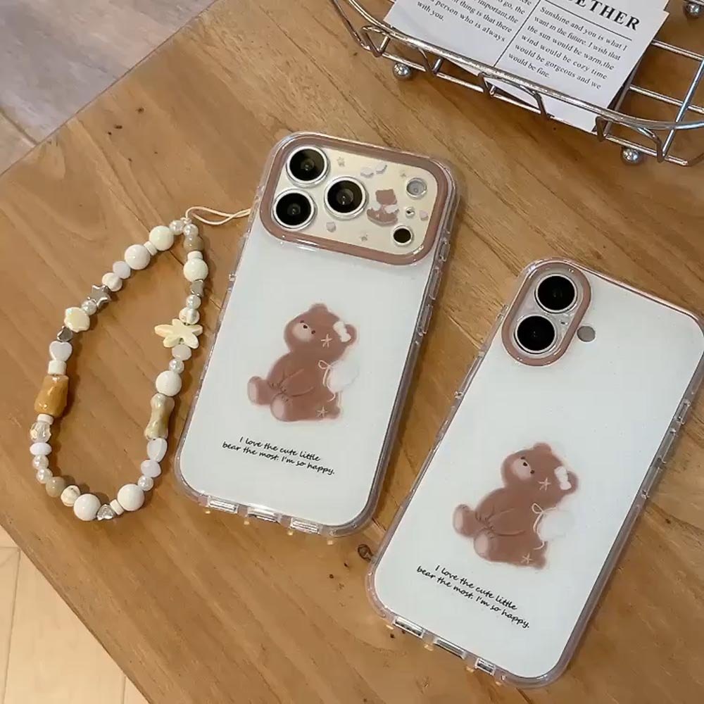 Ốp lưng cứng Tương thích với iPhone 15 15Pro 15ProMax 16 16Pro 16ProMax 17 17Pro 17ProMax Ốp lưng họa tiết hình gấu Wave Point