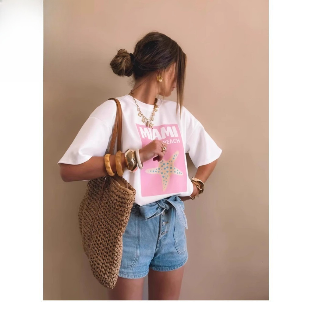 （Giao hàng 24h）Angela Áo thun nam nữ form rộng Hàn Quốc Họa tiết cá nhỏ thời trang 220GSM 100% Cotton Local Brand