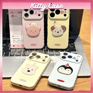 Phù hợp với iPhone 11 12 13 14 15 Pro Max 16 17 Plus Vỏ điện thoại 3D hình búp bê với viền và cửa sổ lớn hình trái tim