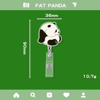 Móc - Kẹp bảng tên HSSV, nhân viên có thể kéo dãn - yoyo nhựa acrylic họa tiết Panda béo M64