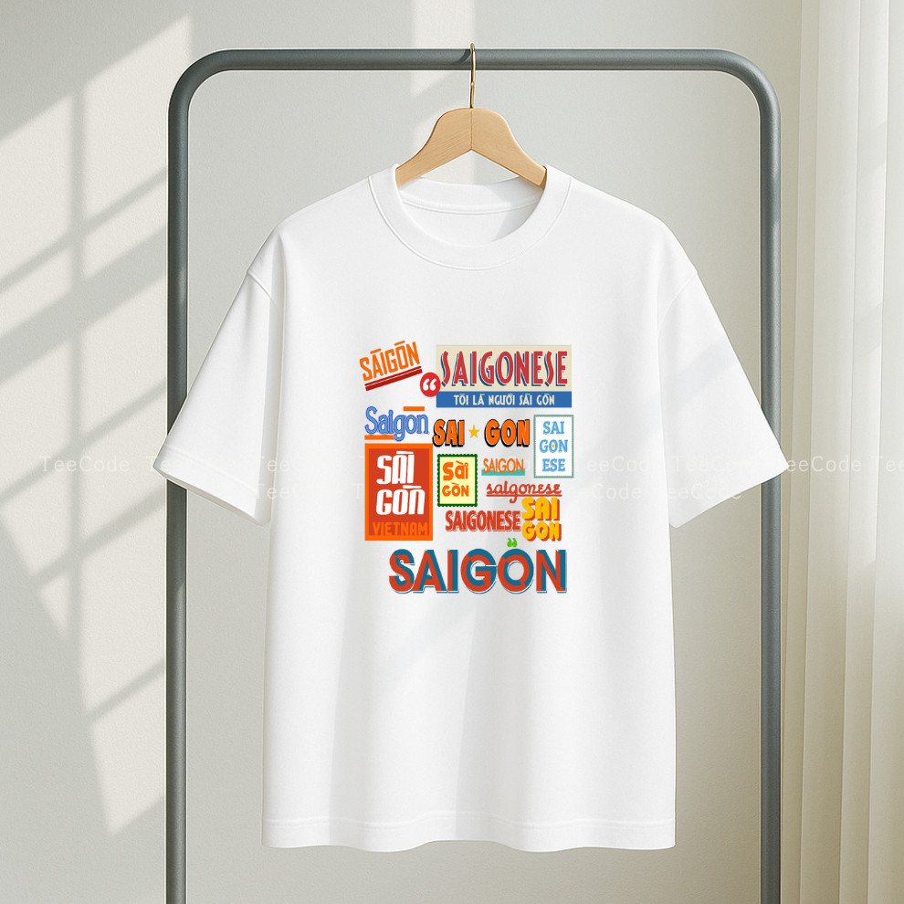 （Giao hàng 24h）Angela Áo Thun Việt Nam SAIGONESE TÔI LÀ NGƯỜI SÀI GÒN Du Lịch In Chữ Hình Nam Nữ Unisex Cổ Tròn
