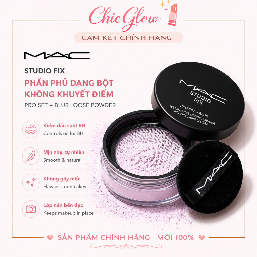 Phấn Phủ MAC 𝐒𝐭𝐮𝐝𝐢𝐨 𝐅𝐢𝐱 𝐏𝐫𝐨 𝐒𝐞𝐭 & 𝐁𝐥𝐮𝐫 𝐖𝐞𝐢𝐠𝐡𝐭𝐥𝐞𝐬𝐬 𝐋𝐨𝐨𝐬𝐞 𝐏𝐨𝐰𝐝𝐞𝐫 Fullsize | Hạt Phấn Mịn, Dễ Makeup