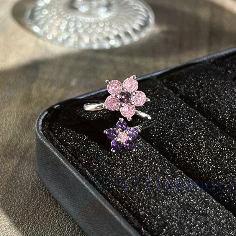 [RYX] Nhẫn bướm phong cách bé gái màu hồng sang trọng nhẹ nhàng màu tím ngọt ngào Nhẫn mở Zircon thời trang