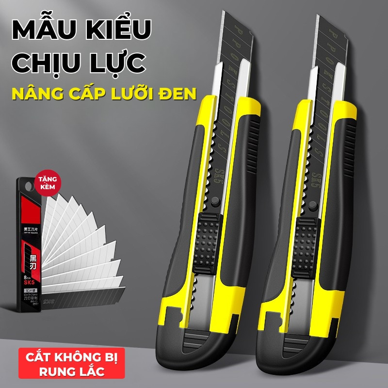 Dao rọc giấy đa năng Titanium - Combo 10 lưỡi dao rọc giấy cao cấp, tiện lợi, cắt giấy dễ dàng, chính xác và an toàn