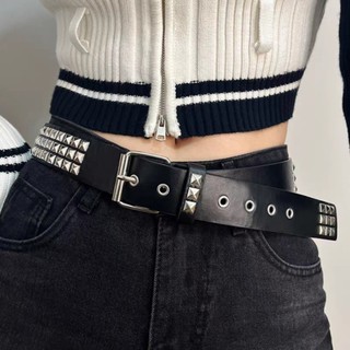 (Giao hàng tại địa phương) Đai phong cách Punk Y2K dành cho nam giới Thiết kế đinh tán đính đá lấp lánh có khóa chốt