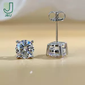 J & U 3-8mm 1 Đôi Bông Tai Tròn Bạc Thời Trang Nam Nữ Đơn Giản Bông Tai Cho Đảng Đá Quý Quà Tặng Mới