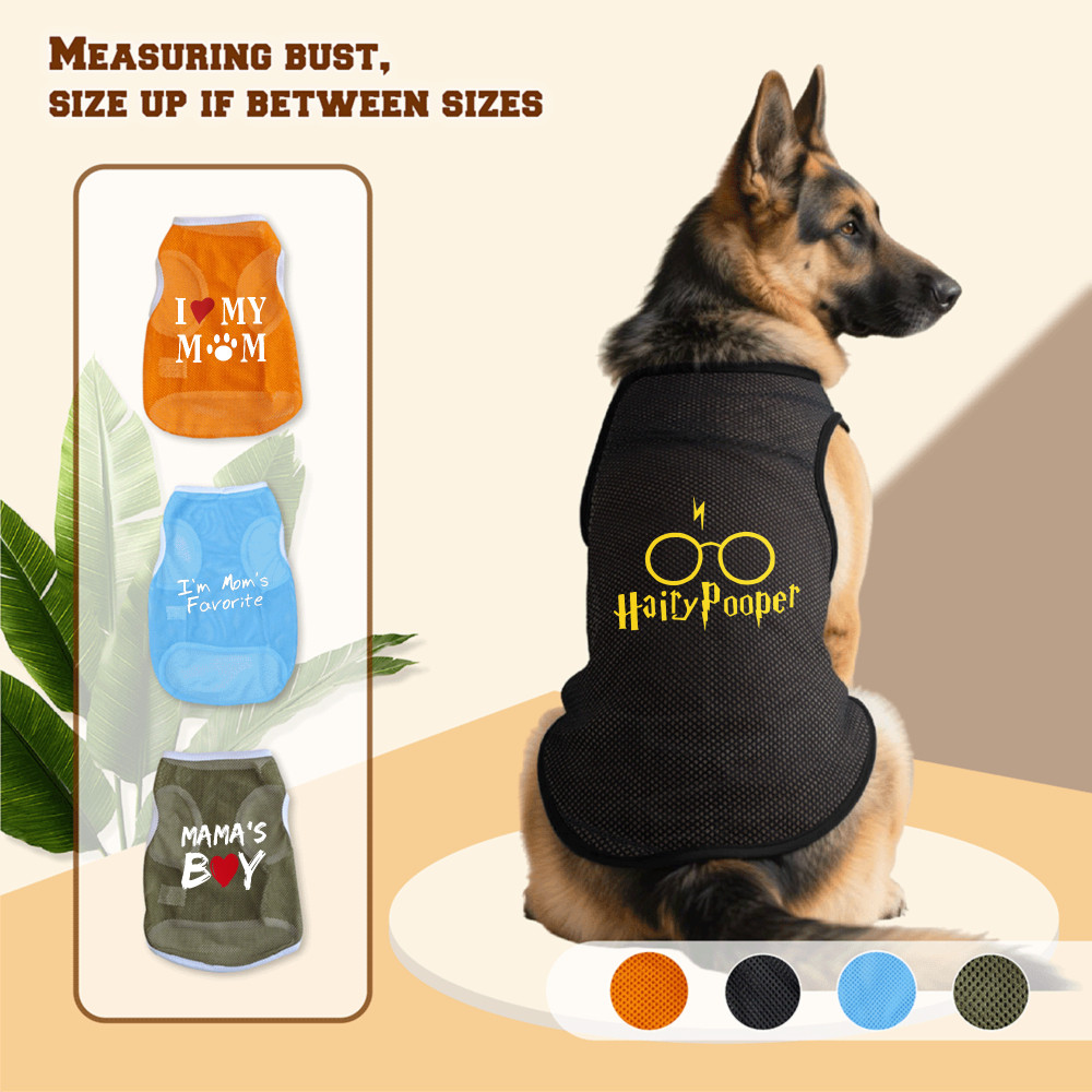 Áo vest lưới chó lớn 3XL-6XL, Love Mom, Love Dad, Harry Potter in, phong cách chui đầu, có 4 màu, thoải mái và thoáng khí, có thể giặt được bằng máy, thích hợp cho tất cả các chú chó lớn