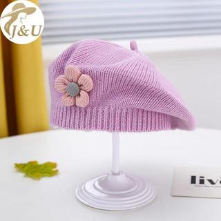 JU Hoa Mũ Nồi Cho Bé Mùa Đông Ấm Áp Dệt Kim Bò Cho Trẻ Sơ Sinh Bé Gái Hàn Quốc Tập Đi Công Chúa Nghệ Sĩ Màu Trơn Mũ Họa Sĩ VN