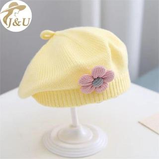 JU Hoa Mũ Nồi Cho Bé Mùa Đông Ấm Áp Dệt Kim Bò Cho Trẻ Sơ Sinh Bé Gái Hàn Quốc Tập Đi Công Chúa Nghệ Sĩ Màu Trơn Mũ Họa Sĩ VN
