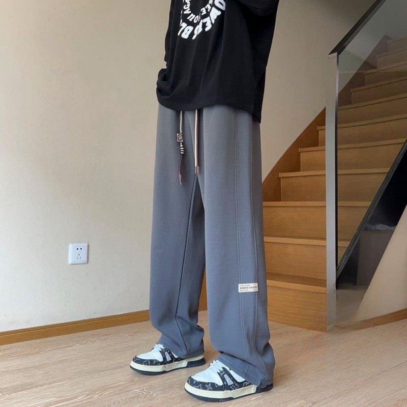 Mùa Xuân Mùa Hè Mỏng Phong Cách Drape Quần Ống Rộng Nam Quần Cao Cấp Phong Cách Mỹ Teen ins Dạo Phố Quần Thể Thao 0RXL
