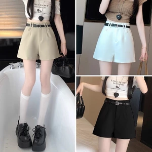 Phù Hợp Với Quần Short Nữ 2025 Cao Cấp Thường Ngày Màu Trắng Mặc Ngoài Rời Phù Hợp Với Chữ a Quần Ống Rộng 5.12
