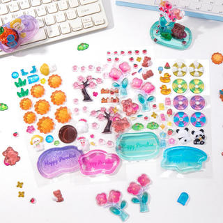 ENWEI 1 Cái [Dòng Xứ Sở Thần Tiên Dễ Thương] Dập Nổi Xếp Chồng Vui Vẻ Dán Dứa Bunny Panda Phong Cách Hoạt Hình Cho Tạp Chí Thêu Sò