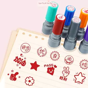 ITRUMPET Giáo viên Khuyến khích Tem, Khen ngợi Biểu tượng cảm xúc DIY Con dấu biểu tượng cảm xúc, Đồ dùng giáo viên Con dấu sổ lưu niệm Tem tự mực