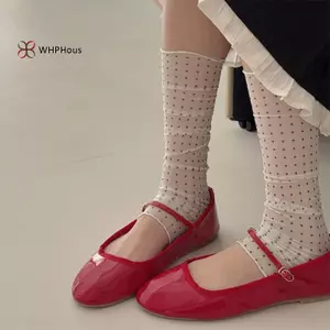 < WHPHous-t > Lyocell Ice Silk Leg Warmers Polka Dot Foot Stepping Calf Sos Summer Sunproof Thoải mái khi tập thể dục Đẹp