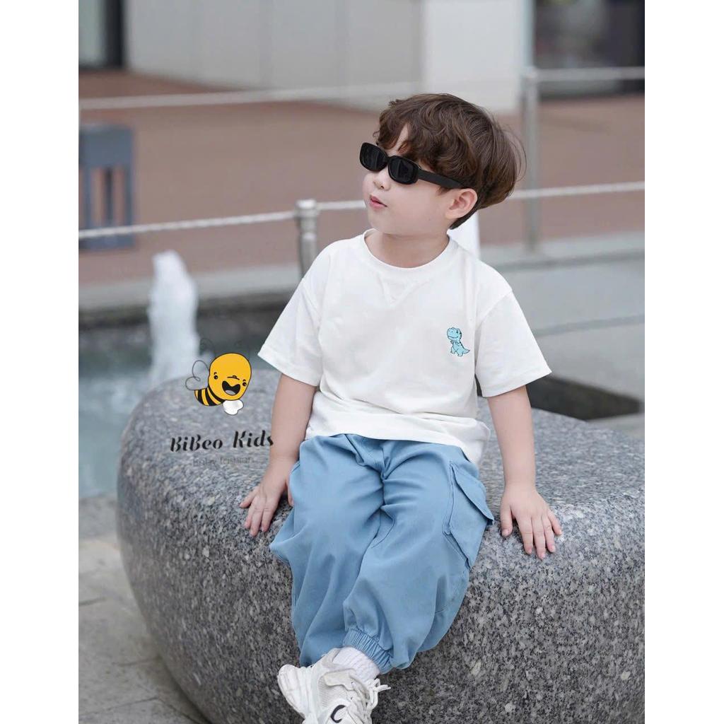 Bộ quần áo TRẮNG KHỦNG LONG QUẦN DÀI  cho bé trai , Áo  chất COTTON mềm, Quần JEAN dài thoải mái cho bé