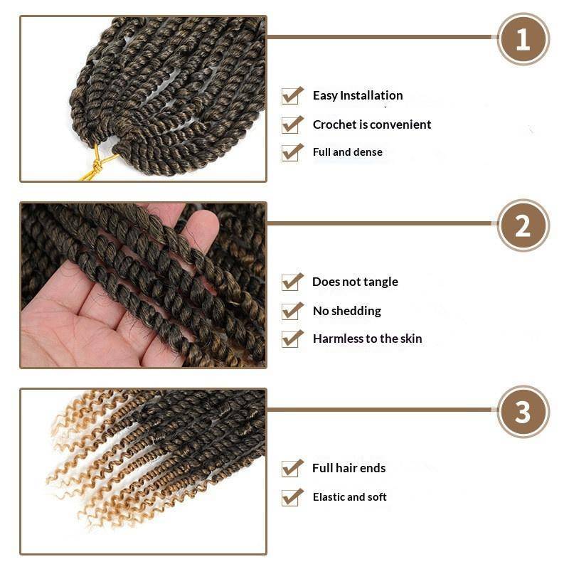 PNPIA- Passion Twist Crochet Hair Pre Twisted Tổng hợp Curly End Braid Extensions cho hợp thời trang hàng ngày và lễ hội