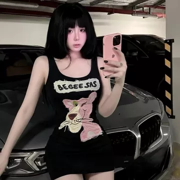 Váy Ôm Body Ba Lỗ Thun Bozip L1 Thêu Hình Cute sexy điệu đà quyến rũ,Đầm body bozip đi chơi đi tiệc mùa hè năng động