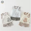 Bộ quần short Cotton nguyên chất mùa hè cho trẻ em / Bộ quần short không tay hai mảnh / Quần áo đi chơi thoáng khí phong cách mỏng cho bé trai