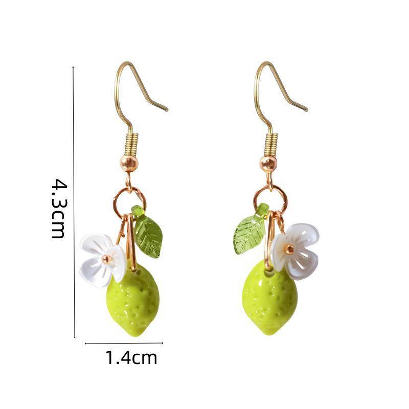 [KJ] Bông tai lủng lẳng tua rua dài cá tính bằng chanh Trang sức trái cây Bohemian dành cho nữ [Mới]