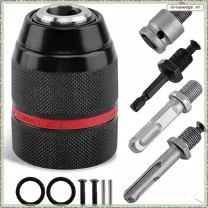 Chuck khoan không cần chìa khóa, 1 / 2-20UNF Mount 1-13mm- Phù hợp với chuôi 3 / 8 "SDS-Plus, Bộ chuyển đổi cờ lê tác động 1 / 4"