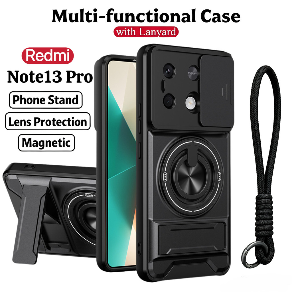 Ốp Điện Thoại Đa Năng Sang Trọng Thích Hợp Cho Redmi Note 13 14 15 16 12 Pro Plus 5G Dây 360°Giá đỡ vòng có vỏ máy ảnh Vỏ bảo vệ toàn diện chống sốc