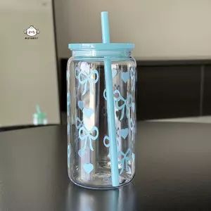 Maybest Kawaii Chai Nước Thẩm Mỹ Tumbler Cho Ice Coffee Juice Tea Cốc Nhựa Nơ Dễ Thương Có Nắp Ống Hút Chai Uống Di Động {VN}