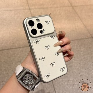 Dành Cho Vivo V70 Elite FE V60 V60E V50 V50E V40 V30 V29 V29E V27 V27E V25 V25E V23 V23E Pro Ốp Lưng Điện Thoại Nơ Màu Đen Đơn Giản Thắt Nơ Màu Trắng Lớn Cửa Sổ Vỏ Da PU
