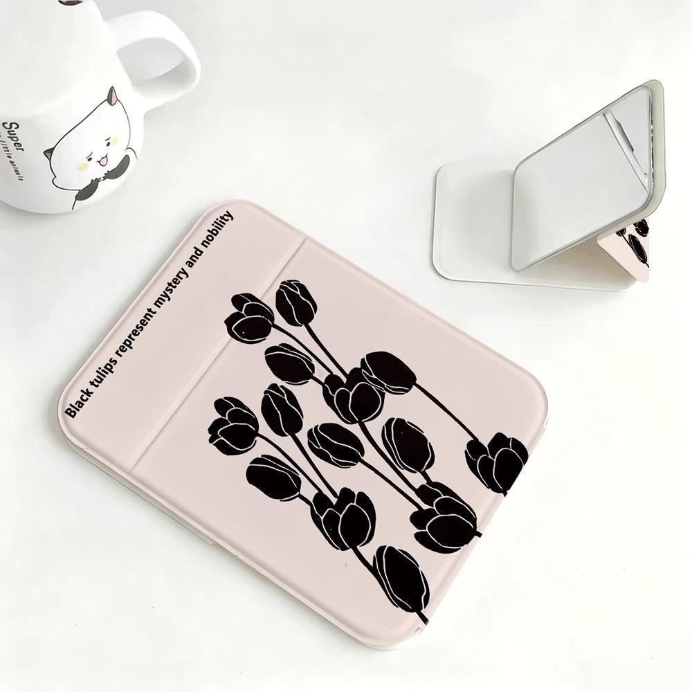 Hoa tulip đen Chất liệu bền đẹp, kiểu dáng hiện đại Gương trang điểm gấp cao cấp
