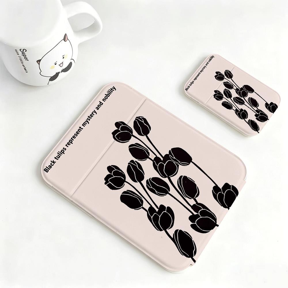 Hoa tulip đen Chất liệu bền đẹp, kiểu dáng hiện đại Gương trang điểm gấp cao cấp