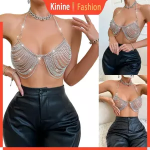 KIN Nữ Tua Rua Kim Loại Dây Xích Cơ Thể Lưng Bikini Ngực Dây Xích Áo Ngực
