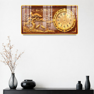Tranh Đồng Hồ Tráng Gương Treo Tường 5D Giả Gỗ Mạ Vàng Kim Trôi Êm Ái  - Chiêu Tài Tiến Lộc - Mừng Tân Gia