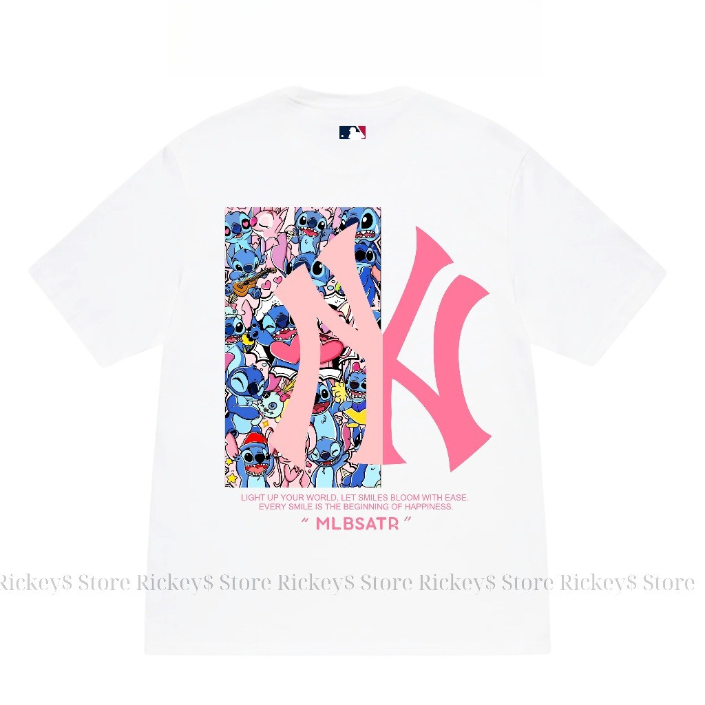 （Giao hàng 24h）Angela [High Quality] Áo Thun MLB YANKEES PINK LOGO - Chất Liệu Cotton Cao Cấp