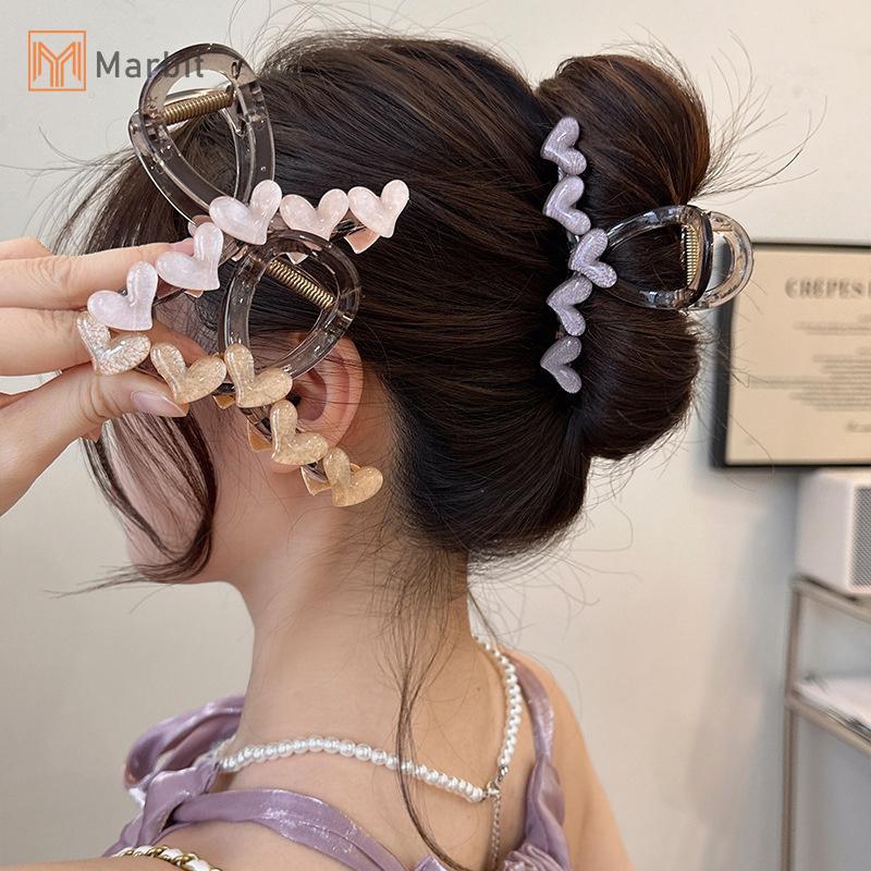 Kẹp tóc Marbit thanh lịch với thiết kế mờ trái tim ngọt ngào, phụ kiện tóc thời trang cho nữ