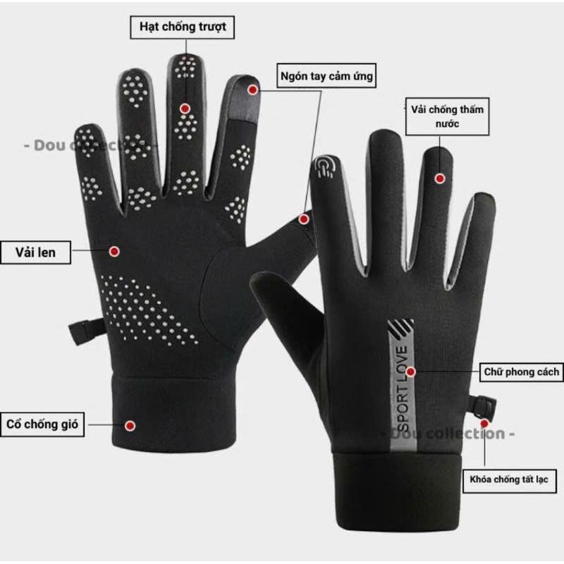 Găng Tay Nữ-Găng Tay Lót Nỉ Lông Ấm Áp Và Chống Thấm Nước Có Cảm Ứng