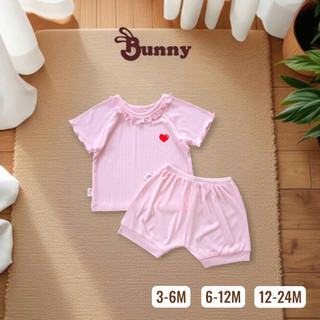 (3-24M) Hàng cao cấp: Bộ cộc bé gái Bunnybaby chất thun tăm lụa cao cấp mềm mượt.