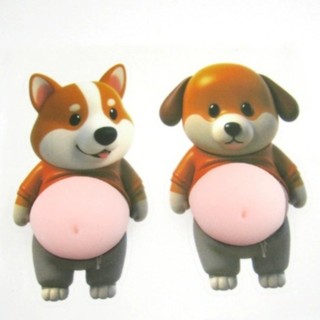 Nhãn dán JKDESIGN Shiba Inu, Nhãn dán có thể bóp được, Miếng dán bụng chó Shiba Inu mũm mĩm Silicone tự dính để ủng hộ bữa tiệc