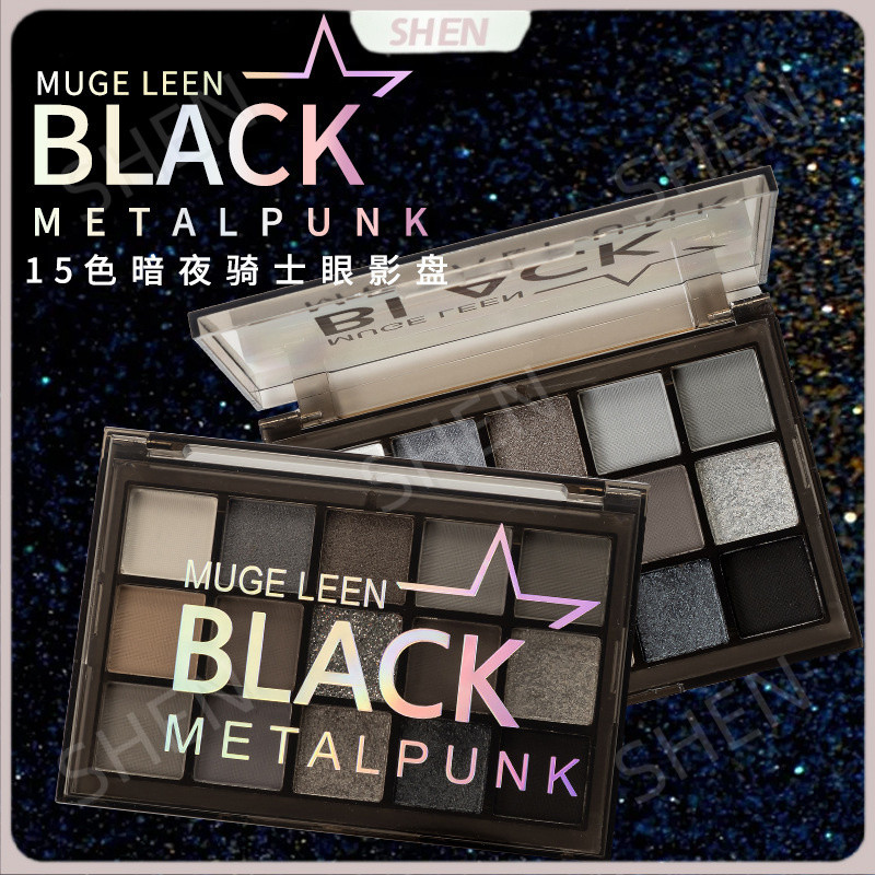 Bán a.MUGE LEEN 15 Màu Bóng Đêm Hiệp Sĩ Phấn Mắt Bảng Màu Khói Jinhua Trang Điểm Đen Phong Cách Punk Phấn Mắt