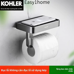 【 KOHLER 】Giá treo khăn giấy đồng nguyên chất dày đặc, giá treo giấy vệ sinh, móc đôi, hộp đựng khăn giấy cao cấp cho ph