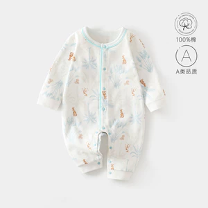 Quần Áo Cho Bé Sơ Sinh Bé Onesie Mùa Xuân Cotton Nguyên Chất Lớp Trăm Ngày Áo Liền Quần Cho Bé Đi Chơi Monk Quần Áo
