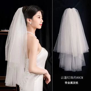 Cô Dâu Master Váy Cưới Veil Đám Cưới Trung Bình Ngọc Trai Phụ Kiện Photo Studio Ảnh Cổ Giấy Chứng Nhận Đăng Ký Sợi Trơn 26.. 13 H5Y0