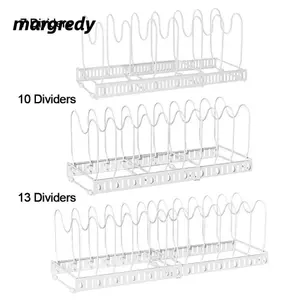 Giá sắp xếp chảo MARGREDY, Giá để bát đĩa có thể điều chỉnh màu trắng, Ngăn có thể mở rộng Giá đựng đồ dùng nhà bếp